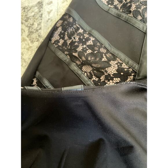 Calvin Klein Black Mix Media Shearh Dress with Lace and Faux Leather Details - Picture 5 of 7